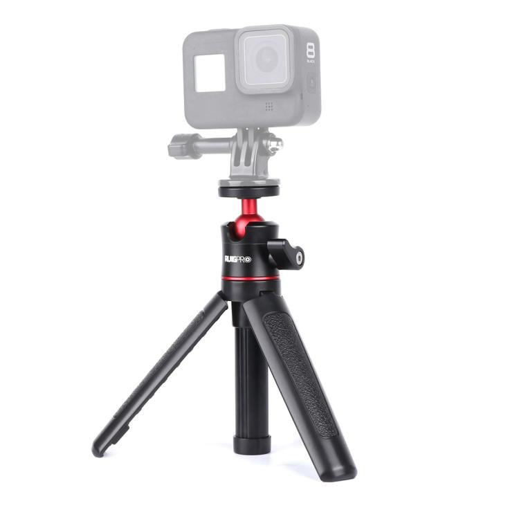 RUIGPRO Multi-functional Foldable Tripod Holder Selfie Monopod Stick with Ball Head for GoPro, Insta360, DJI and Other Action Cameras(Black) - Extendable Pole by RUIGPRO | Online Shopping South Africa | PMC TechLife | Buy Now Pay Later Mobicred