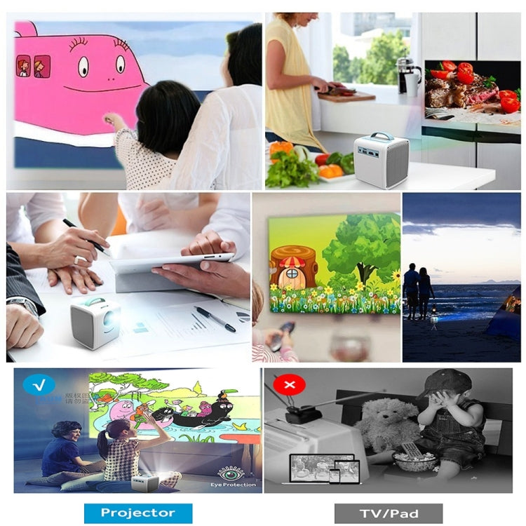 W-S1 10W Children Video Projector 30 Lumens HD 1080P LCD Technology, Support AV / USB / Mini SD Card / HDMI / Audio (Blue)