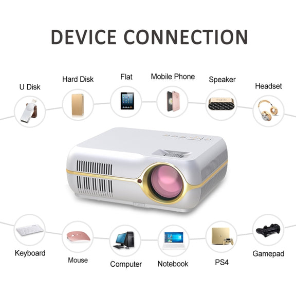 DH-A10 5.8 inch LCD Screen 4200 Lumens 1280 x 800P HD Smart Projector with Remote Control,Android 6.0 OS, Support WiFi, Bluetooth,HDMIx2, USBx2, VGA, AV IN/RCA, RJ45, LAN(White)