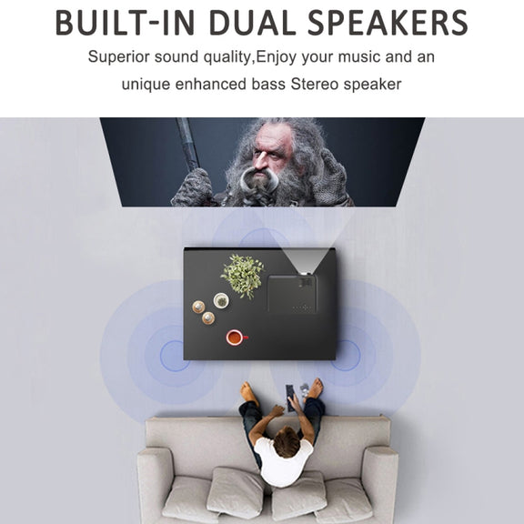 DH-A10 5.8 inch LCD Screen 4200 Lumens 1280 x 800P HD Smart Projector with Remote Control,Android 6.0 OS, Support WiFi, Bluetooth,HDMIx2, USBx2, VGA, AV IN/RCA, RJ45, LAN(White)