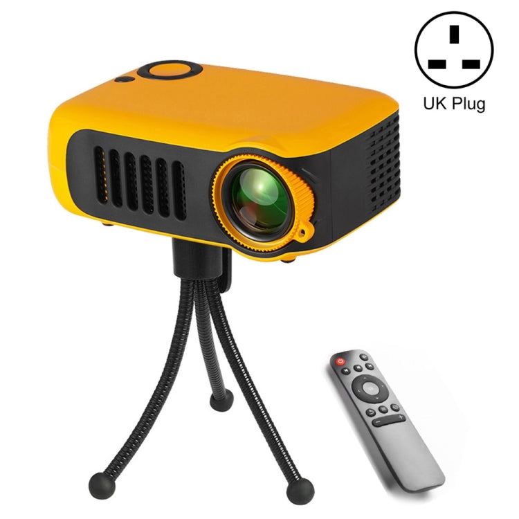 A2000 Portable Projector 800 Lumen LCD Home Theater Video Projector, Support 1080P, UK Plug (Yellow) - LED Projector by PMC TechLife | Online Shopping South Africa | PMC TechLife | Buy Now Pay Later Mobicred