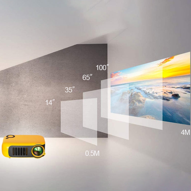 A2000 1080P Mini Portable Smart Projector Children Projector, EU Plug(Yellow)