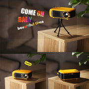 A2000 1080P Mini Portable Smart Projector Children Projector, EU Plug(Yellow)