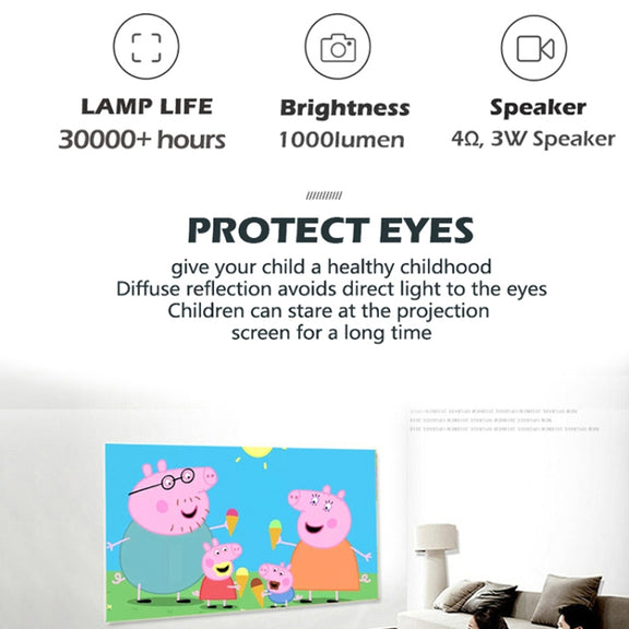 A2000 1080P Mini Portable Smart Projector Children Projector, EU Plug(Yellow)