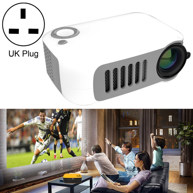 A2000 1080P Mini Portable Smart Projector Children Projector, UK Plug(White Grey) - free shipping - PMC Jewellery - Order now!