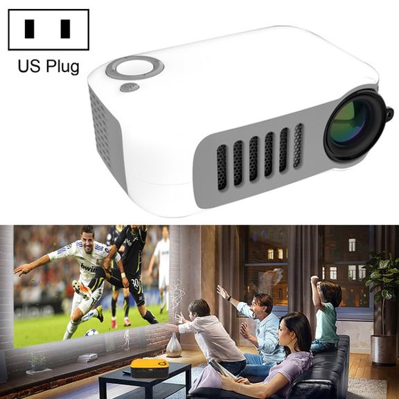 A2000 1080P Mini Portable Smart Projector Children Projector, US Plug(White Grey)