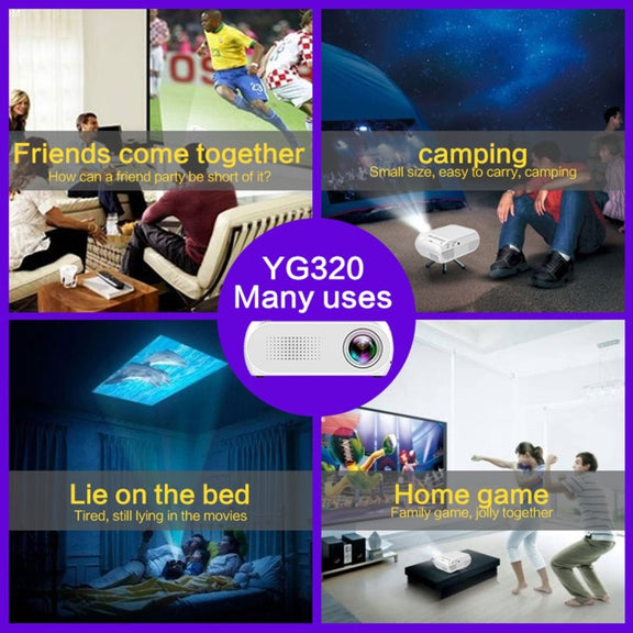 YG320 320*240 Mini LED Projector Home Theater, Support HDMI & AV & SD & USB (White)