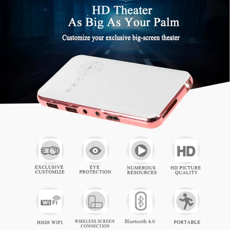 Wejoy DL-S6+ 1000 Lumens 854x480 Smart Mini Projector, RK3128 CPU, 1GB+32GB, Android 4.4, Bluetooth, WiFi, HDMI(Rose Gold) - free shipping - PMC Jewellery - Order now!
