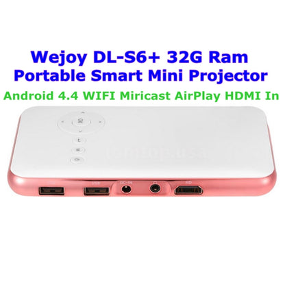 Wejoy DL-S6+ 1000 Lumens 854x480 Smart Mini Projector, RK3128 CPU, 1GB+32GB, Android 4.4, Bluetooth, WiFi, HDMI(Rose Gold) - free shipping - PMC Jewellery - Order now!