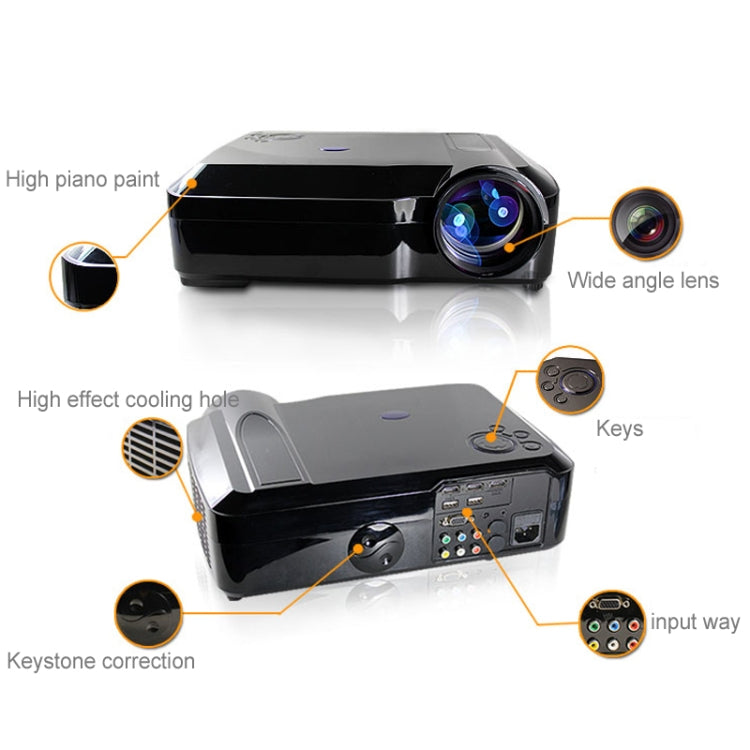 Wejoy L3 300ANSI Lumens 5.8 inch LCD Technology HD 1280*768 pixel Projector with Remote Control,  VGA, HDMI(Black)
