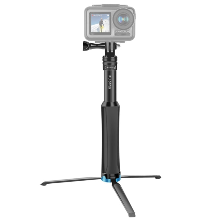 RUIGPRO One-piece Handheld Tripod Selfie Stick Telescopic Monopod Mount for GoPro, Insta360, DJI and Other Action Cameras(Black) - Portable Mini Tripod by RUIGPRO | Online Shopping South Africa | PMC TechLife | Buy Now Pay Later Mobicred