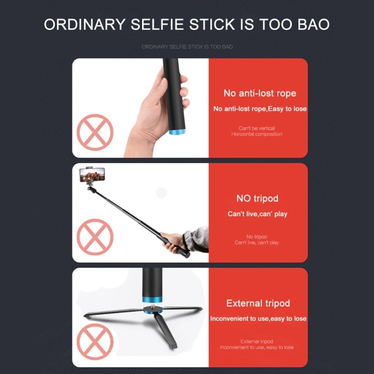RUIGPRO One-piece Handheld Tripod Selfie Stick Telescopic Monopod Mount for GoPro, Insta360, DJI and Other Action Cameras(Black)