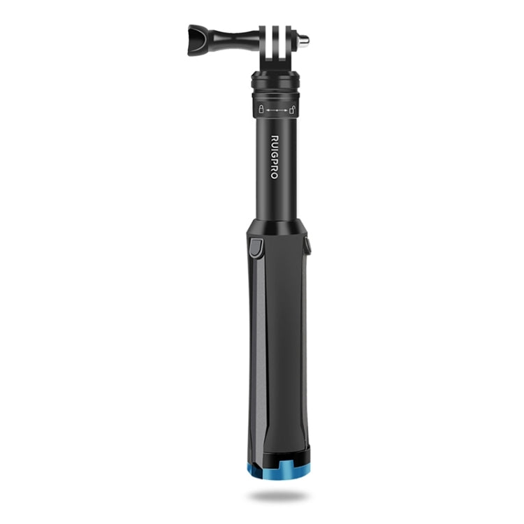 RUIGPRO One-piece Handheld Tripod Selfie Stick Telescopic Monopod Mount for GoPro, Insta360, DJI and Other Action Cameras(Black)
