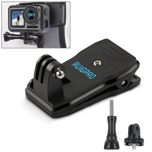 RUIGPRO 360 Degree Rotation Backpack Rec-Mounts Clip Clamp Mount with Screw for GoPro, Insta360, DJI and Other Action Cameras(Black) - Mount & Holder by RUIGPRO | Online Shopping South Africa | PMC Jewellery | Buy Now Pay Later Mobicred