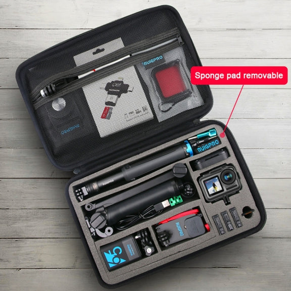 RUIGPRO Shockproof Water-resistant Portable Case Box for DJI Osmo Action, Size: 33.5cm x 22.7cm x 6.3cm(Black)