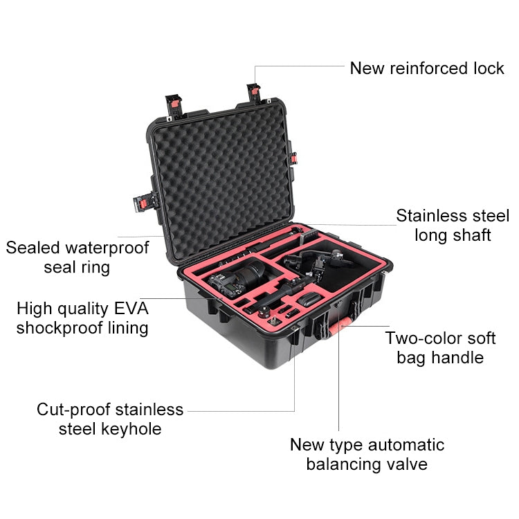 PGYTECH P-RH-001 Shockproof Waterproof Explosion-proof Hard Box Carrying Case for DJI Ronin-S, Size: 63.4x50.3cm(Black) - free shipping - PMC Jewellery - Order now!