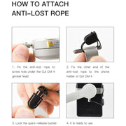STARTRC Phone Holder Clip Anti-lost Rope Strap Anti-drop for DJI OM4 / Osmo Mobile 3 (Black)