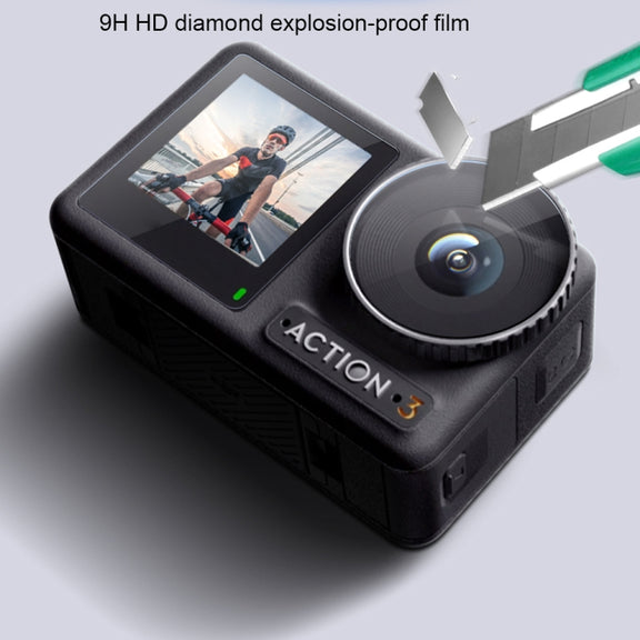 For DJI Osmo Action 3 3-in-1 Lens Front and Back Screen Diamond Explosion-proof Film