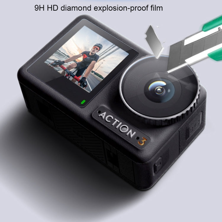 For DJI Osmo Action 3 3-in-1 Lens Front and Back Screen Diamond Explosion-proof Film