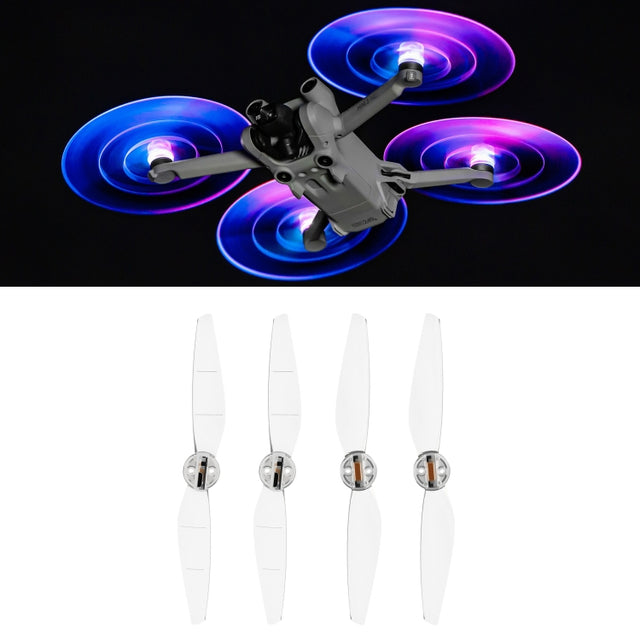 For DJI Mini 4 Pro / Mavic Mini 3 Pro STARTRC 2 Pairs Color LED Flash Lamp Low Noise Propellers (Transparent)