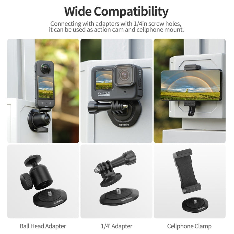 Sunnylife Universal Metal Magnetic Base 1/4 inch Adapter Aluminium Alloy Pivot Stand Base (Black) - Mount & Holder by Sunnylife | Online Shopping South Africa | PMC TechLife | Buy Now Pay Later Mobicred