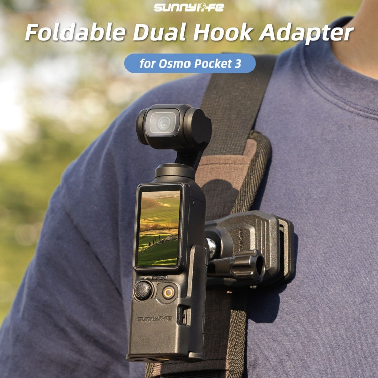 For DJI OSMO Pocket 3 Sunnylife Expansion Adapter Foldable Dual Hooks Adapter Protective Case Bracket (Black) - free shipping - PMC Jewellery - Order now!