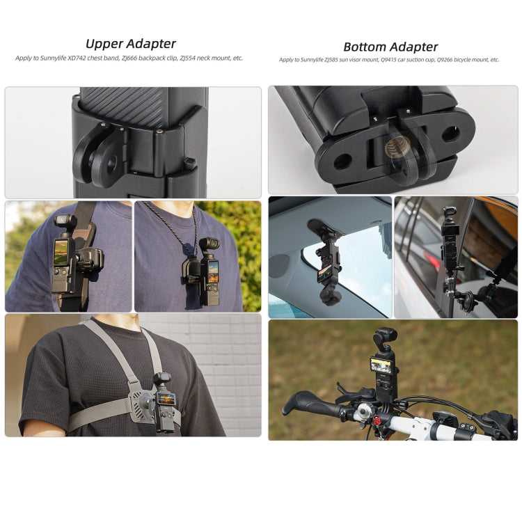 For DJI OSMO Pocket 3 Sunnylife Expansion Adapter Foldable Dual Hooks Adapter Protective Case Bracket (Black) - free shipping - PMC Jewellery - Order now!