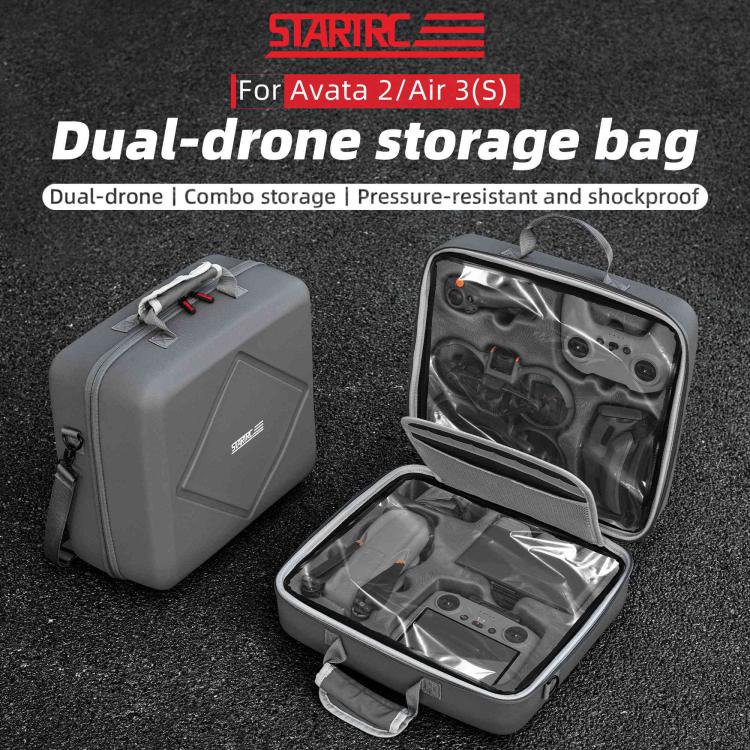 For DJI Air 3 / Air 3S / Avata 2 STARTRC Dual-Drone Shoulder Storage Bag PU Handbag (Grey)