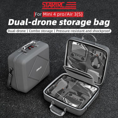 For DJI Air 3 / Air 3S / Mini 4 Pro STARTRC Dual-Drone Shoulder Storage Bag PU Handbag (Grey) - free shipping - PMC Jewellery - Order now!