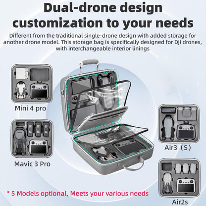 For DJI Air 3 / Air 3S / Mini 4 Pro STARTRC Dual-Drone Shoulder Storage Bag PU Handbag (Grey) - free shipping - PMC Jewellery - Order now!