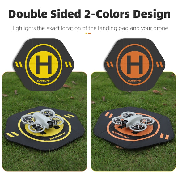 Sunnylife Drone Landing Pad 35cm Fast-Fold Double-Sided Leather Water-resistant Helipad for DJI Neo / Avata 1 / 2 / Mini Series (Yellow+Orange)