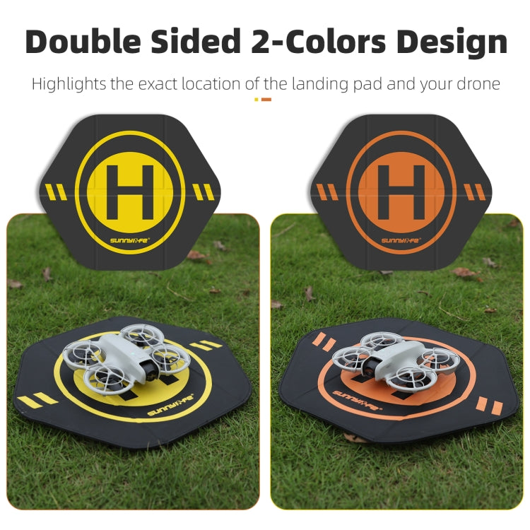 Sunnylife Drone Landing Pad 35cm Fast-Fold Double-Sided Leather Water-resistant Helipad for DJI Neo / Avata 1 / 2 / Mini Series (Yellow+Orange)