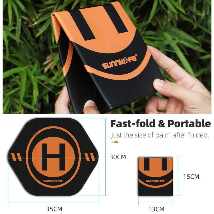 Sunnylife Drone Landing Pad 35cm Fast-Fold Double-Sided Leather Water-resistant Helipad for DJI Neo / Avata 1 / 2 / Mini Series (Yellow+Orange)