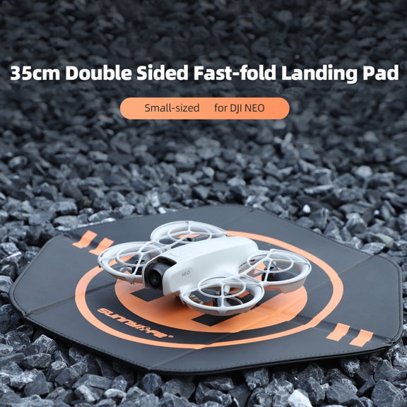 Sunnylife Drone Landing Pad 35cm Fast-Fold Double-Sided Leather Water-resistant Helipad for DJI Neo / Avata 1 / 2 / Mini Series (Yellow+Orange)