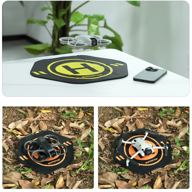 Sunnylife Drone Landing Pad 35cm Fast-Fold Double-Sided Leather Water-resistant Helipad for DJI Neo / Avata 1 / 2 / Mini Series (Yellow+Orange)