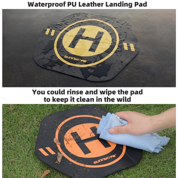 Sunnylife Drone Landing Pad 35cm Fast-Fold Double-Sided Leather Water-resistant Helipad for DJI Neo / Avata 1 / 2 / Mini Series (Yellow+Orange)