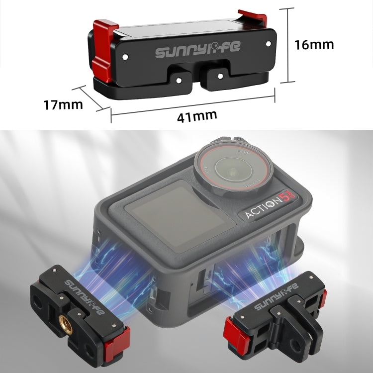 For DJI Osmo 360 / Action 5 Pro / 4 / 3 Sunnylife Foldable Magnetic Quick Release Mount Action Camera Selfie Stick Tripod Adapter Cam Stand (Black) - free shipping - PMC TechLife - Order now!