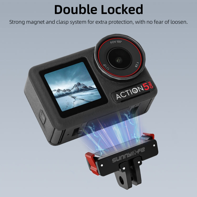 For DJI Osmo 360 / Action 5 Pro / 4 / 3 Sunnylife Foldable Magnetic Quick Release Mount Action Camera Selfie Stick Tripod Adapter Cam Stand (Black) - free shipping - PMC TechLife - Order now!