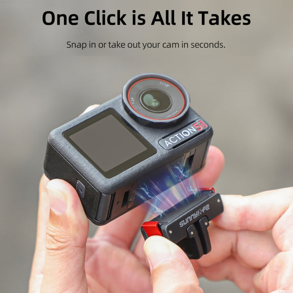 For DJI Osmo 360 / Action 5 Pro / 4 / 3 Sunnylife Foldable Magnetic Quick Release Mount Action Camera Selfie Stick Tripod Adapter Cam Stand (Black)