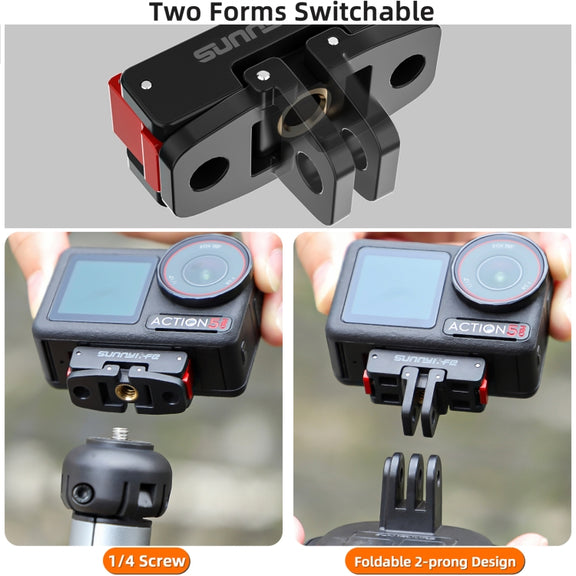 For DJI Osmo 360 / Action 5 Pro / 4 / 3 Sunnylife Foldable Magnetic Quick Release Mount Action Camera Selfie Stick Tripod Adapter Cam Stand (Black)