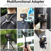 For DJI Osmo 360 / Action 5 Pro / 4 / 3 Sunnylife Foldable Magnetic Quick Release Mount Action Camera Selfie Stick Tripod Adapter Cam Stand (Black)