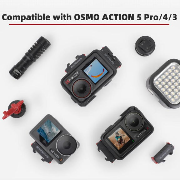 For DJI Osmo Action 5 Pro / 4 / 3 Sunnylife Magnetic Quick-Release Cold Shoe Adapter Action Camera Fill Light Microphone Adapter (Black)