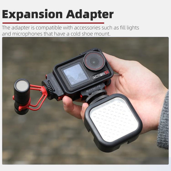 For DJI Osmo Action 5 Pro / 4 / 3 Sunnylife Magnetic Quick-Release Cold Shoe Adapter Action Camera Fill Light Microphone Adapter (Black)