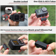 For DJI Osmo Action 5 Pro / 4 / 3 Sunnylife Foldable Magnetic Quick Release Mount + Magnetic Cold Shoe Adapter (Black)