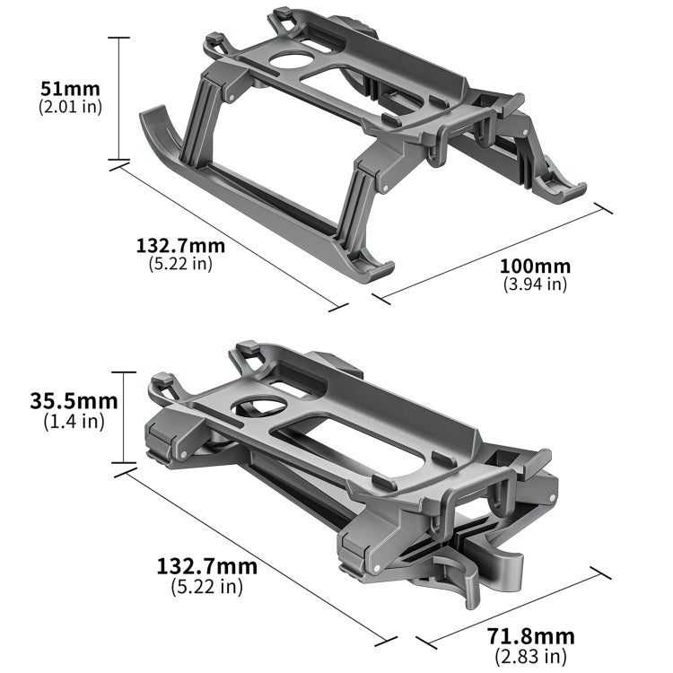 For DJI Air 3S / 3 STARTRC Folding Anti-fall Anti-dirt Heightened Landing Gear Training Rack (Grey)