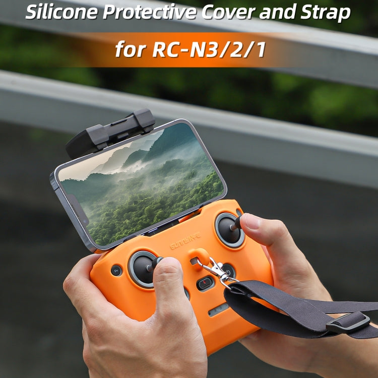 For DJI Neo / Mini 4 Pro / RC-N3 / RC-N2 / RC-N1 Sunnylife Controller Protective Cover Silicone Case with Neck Strap (Orange)