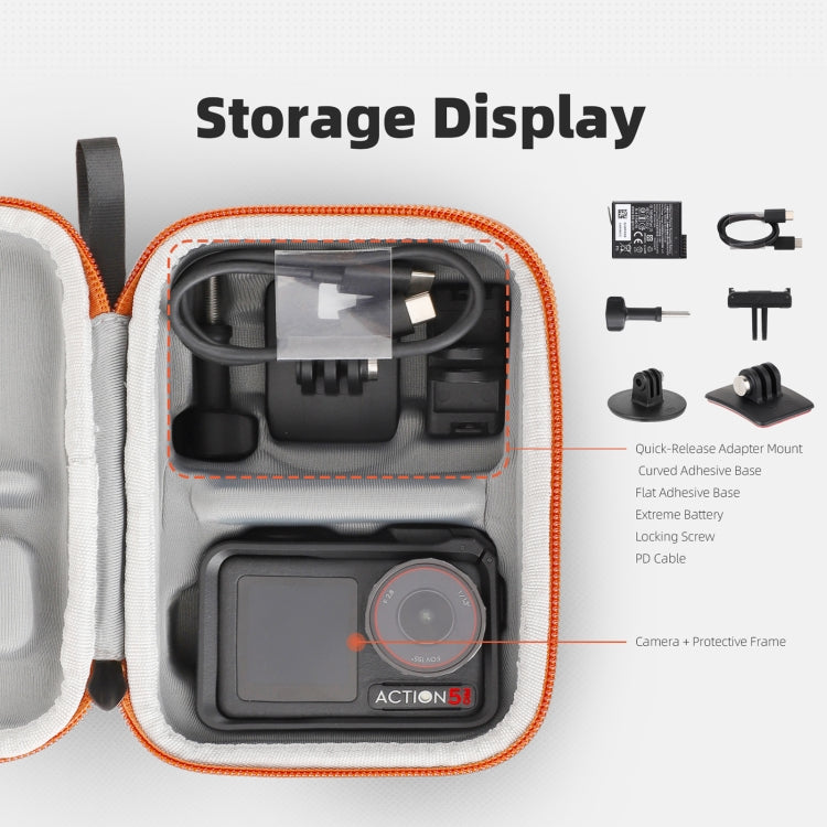 For DJI Osmo Action 5 Pro / 4 / 3 Sunnylife Portable Carrying Case Mini Standard Combo Bag (Orange)
