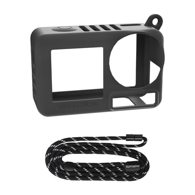 For DJI Osmo Action 5 Pro Sunnylife Silicone Protective Case Scratch-proof Camera Cover with Lanyard (Black)