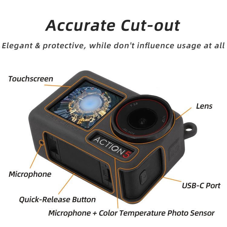 For DJI Osmo Action 5 Pro Sunnylife Silicone Protective Case Scratch-proof Camera Cover with Lanyard (Red)