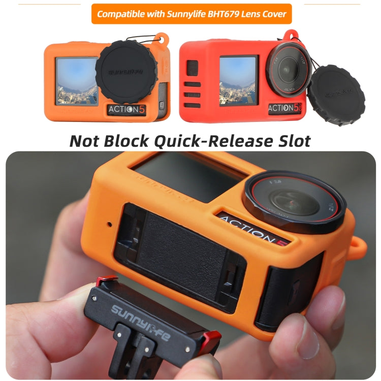 For DJI Osmo Action 5 Pro Sunnylife Silicone Protective Case Scratch-proof Camera Cover with Lanyard (Red)